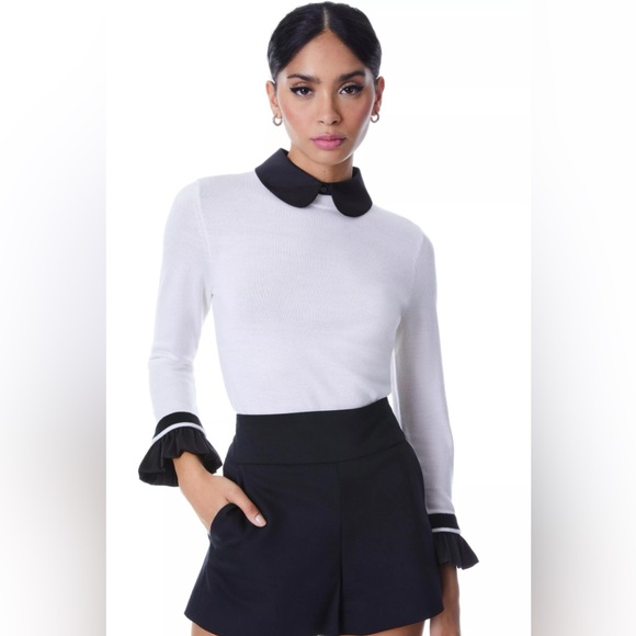 NWT $440 Alice and Olivia Justina Combo Sweater - Picture 2 of 8